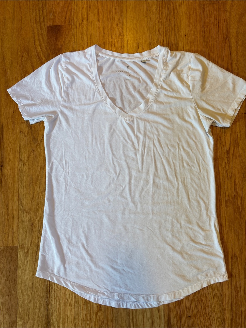 American Tall White Scoop V-Neck Short Sleeve Tee
